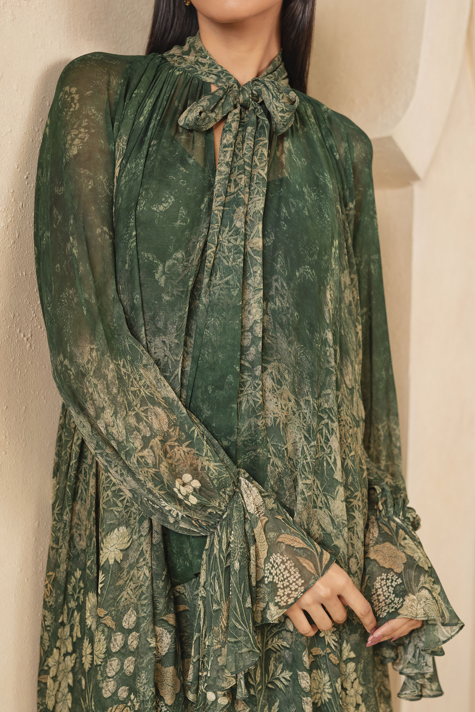 Riko Printed Bemberg Dress in Green, Green, image 6